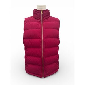 Talbots Womens Small Burgundy Puffer Vest Quilted Duck Down Insulated Zip 22x25